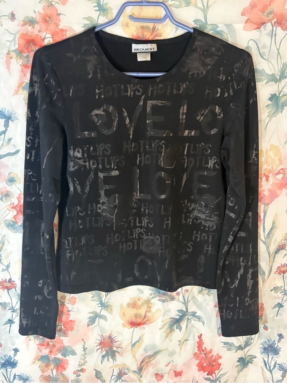 Vintage REQUEST Black Long Sleeve Graphic 'LOVE' Top